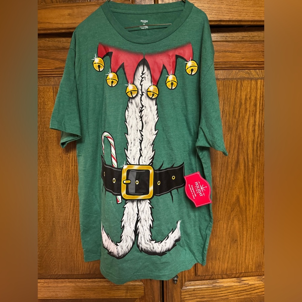 New Holiday Time Green Elf Costume T-Shirt size M